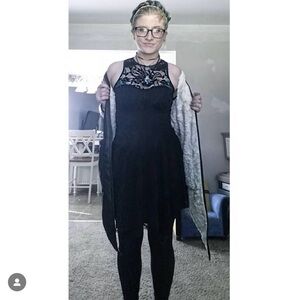 BLACK LACE SKATER DRESS